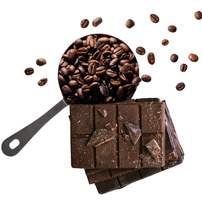 Coffee beans and dark chocolate