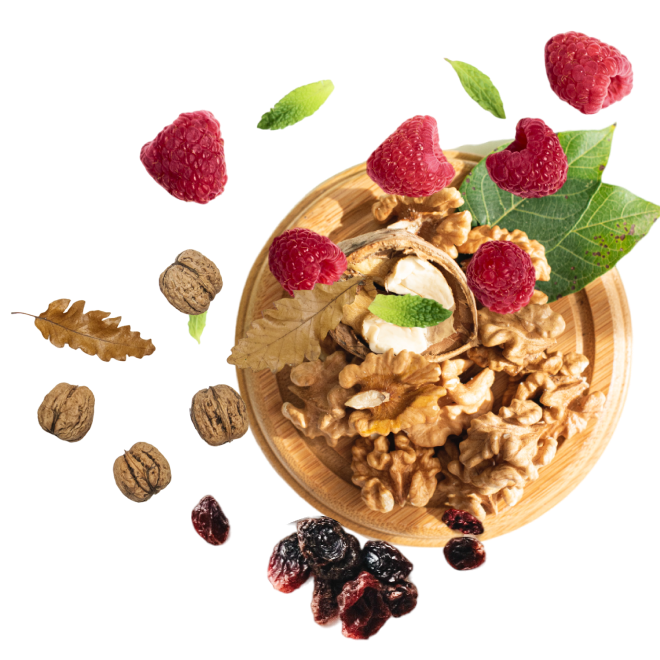 Berries, raisins and walnuts